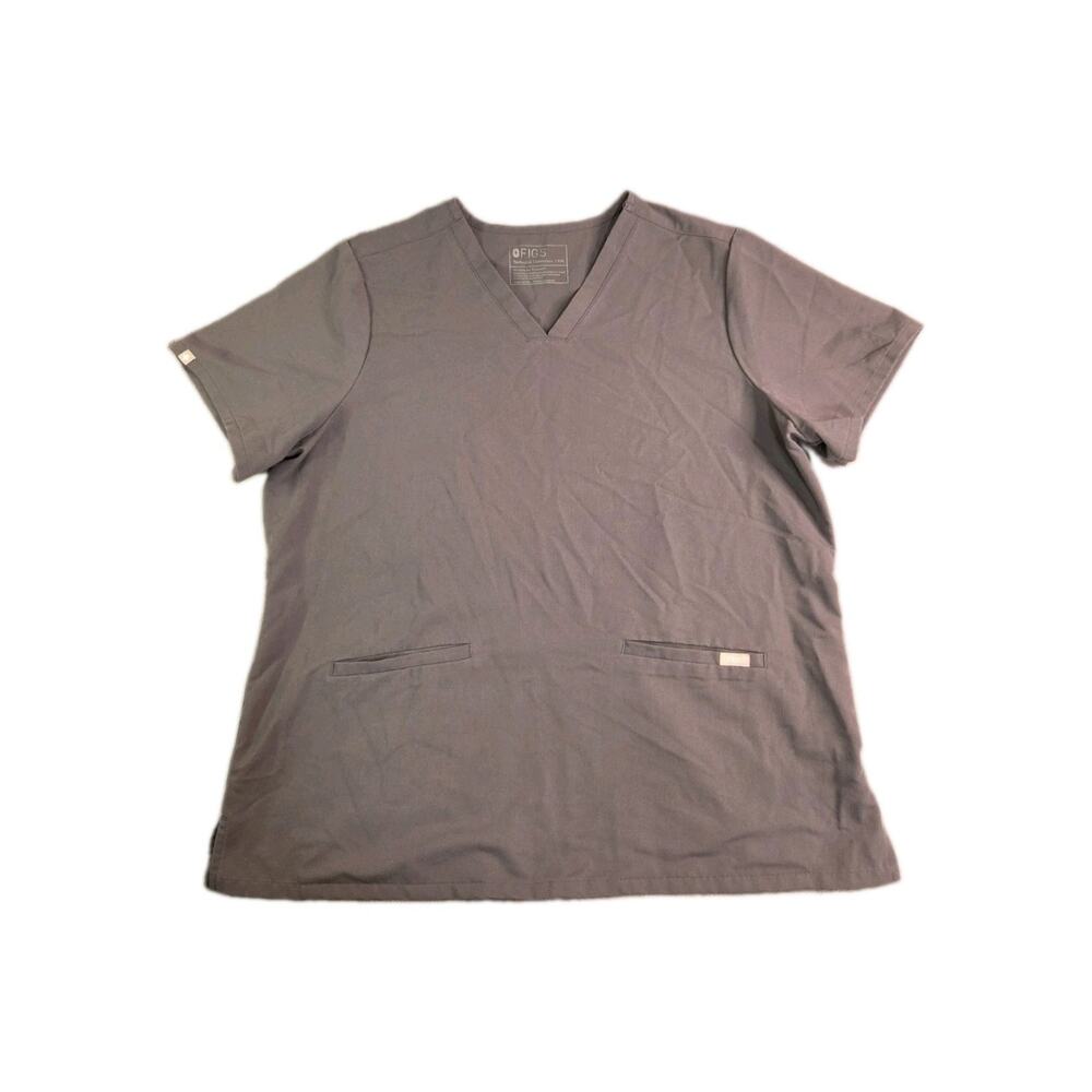 FIGS Scrub Top Womens Size XXL Gray Casma Style 1000213 Pockets Hospital C1